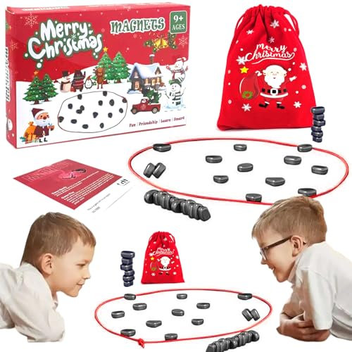 Jastown Magnetic Chess Game Tragbares Schachbrett für Familientreffen Magnetisches Stein-Brettspiel Kampfschach Partyzubehör Tisch-Magnetspiel Reisen Schach Magnetisch für Kinder Und Erwachsene