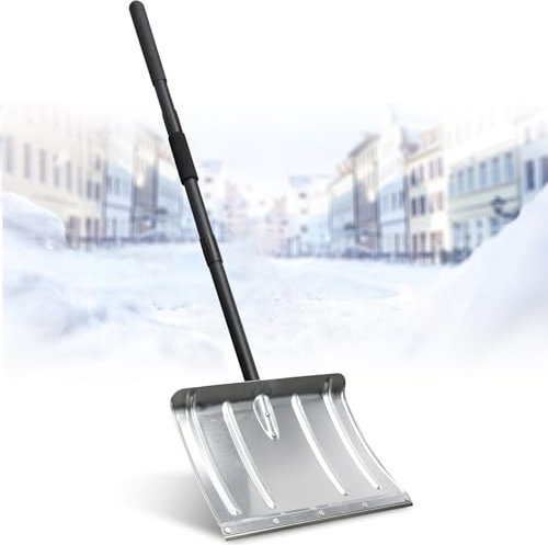 Pala quitanieves para entrada de vehículos, pala quitanieves de aluminio resistente, mango largo de 67, pala ergonómica de metal para empujar la nieve, portátil para el maletero del automóvil, el g