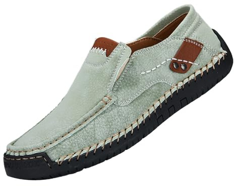 Mocasines para hombre, pies anchos, zapatos de piel, hechos a mano, zapatos de caminar, deportivos, suela plana, zapatos casuales, antideslizantes, cómodos, de un solo color