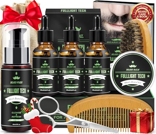 Birthday Gifts for Men, Beard Grooming Kit for Men with 3 Beard Oil Scents