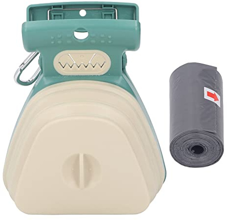 Paletta portatile per escrementi di cani, paletta portatile per escrementi di cuccioli con sacchetto della spazzatura, contenitore per rifiuti espandibile per cani di taglia (Verde senape)