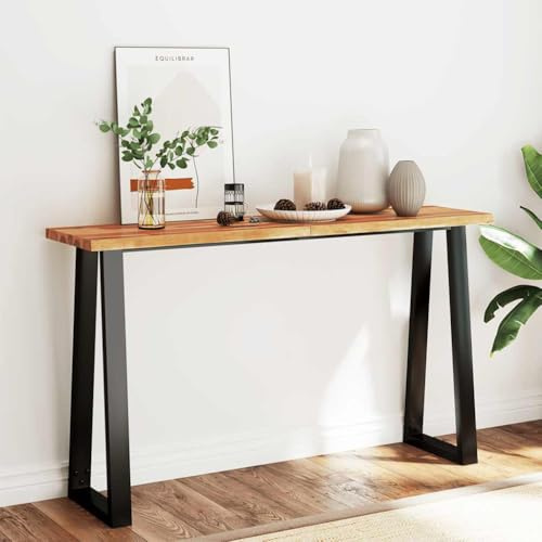 Mokuyary Tavolo consolle con bordo dell'albero, 140 x 40 x 80 cm, in legno massiccio di acacia, sottile, tavolino da ingresso, divano per soggiorno, camera da letto, ingresso, corridoio