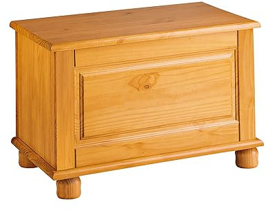 Baul de Madera Maciza de Pino, con puerta abatible, serie Canet. Medidas: 46x70x39 cm (AltoxAnchoXfondo), (Miel)