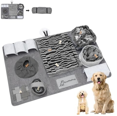 Snuffle Pup® Snuffle Mat For Dogs I An Interactive & Fun Feeding Puzzle I Sniffing Mat for a Large to Small Dog I Easy to Clean, Durable & Slow Feeding Game for All Breeds (Grey)