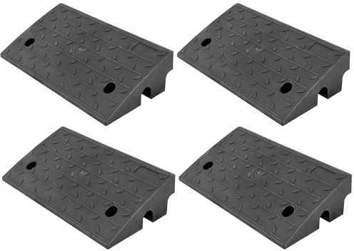 Vilnow trottoarramp gummi 100 mm hög, L x B x H: 430 x 230 x 100 mm, svart, ramp rullstol, bilramp för djupa bilar, motorcykelramp (höjd 100 mm (4 st))