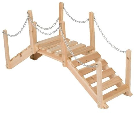 Pemberly Row Transitional Cedar Wood Decorative Garden Bridge, Beige Finish, 3 ft, Handcrafted Moisture-Resistant Design, Landscape Décor, Smooth Sanded for Painting or Staining