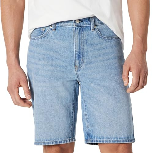 Amazon Essentials Pantalones Cortos Vaqueros Rígidos de Corte Holgado, 25,4cm Hombre, Azul Vintage, 34W