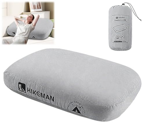 Camping Memory Foam Pillow, Lightweight Memory Foam Travel Pillow with Removable Case, Waterproof BagErgonomic Compressible Pillow for Neck & Lumbar Support, Car Airplane Beach Camping Office(Gray)