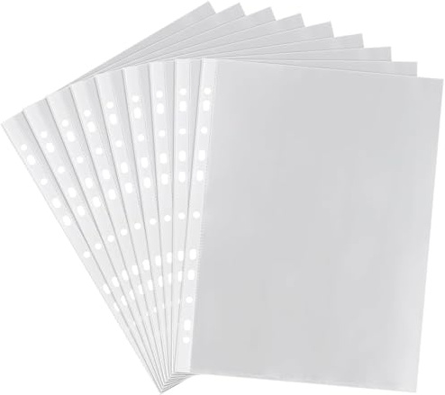 Pack of 100 Clear A4 Cases Clear Brochure Covers A4 for 3 Holes/4 Hole Worktops, A4 for Brochures, Folders, Loose Sheets, Documents