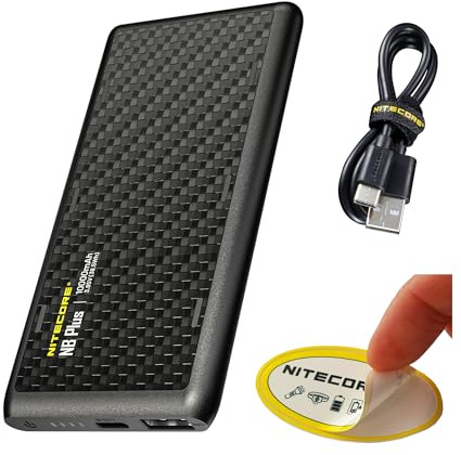 Nitecore NB Plus 10,000mAh Power Bank, Ultra Lightweight and Slim USB-C and USB-A Ports for Phones, iPads and More Travel Ready Fast Charging 5V/3A QC PD