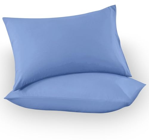 GC GAVENO CAVAILIA Microfiber Pillow Cases 2 Pack - Plain Dyed Housewife Pillowcases - Sky Blue