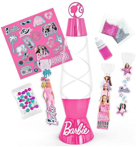 Barbie Lava Lamp Light Up Changing Colours Night Lamp Decorate with Stickers, Glitter & More