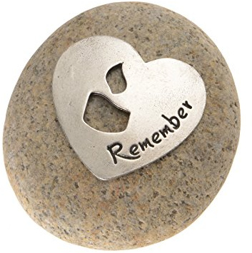 Whitney Howard Designs Sympathy Remembrance Gift – Pewter Plate on a River Stone with Candle Motif – Nice Addition to a Memorial Garden to Commemorate The Loss of a Loved One
