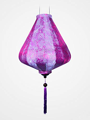 Laterne Lampion Asiatische aus Seide Malve, A Ø35cm - Traditionelle Hoi An Hängelampe aus Stoff, Bambus und Holz - Dekoration und Handwerk aus Vietnam (A25-M)
