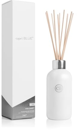 Capri Blue Volcano Reed Diffuser Set - Includes Reed Diffuser Sticks, Fragrance Oil, and Glass Bottle - Luxury Scented Room Freshener - White (8 fl oz)