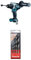 Makita DHP486Z Akku-Schlagbohrschrauber 18V (ohne Akku, ohne Ladegerät) + Holzbohrer-Set 4-10mm