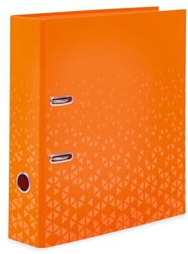 HERMA Ordner A4 Farbe Orange, 7 cm breit, Kinder Ringordner mit Muster, einfarbiger Aktenordner mit glänzender Veredelung und Innendruck für Jungen und Mädchen