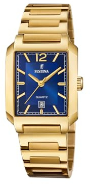 Festina Damen Uhr Analog Edelstahl 316L Gold - Quarzwerk - Mineralglas hochresistent - 5 ATM wasserdicht - Datum F20680/3 - On The Square