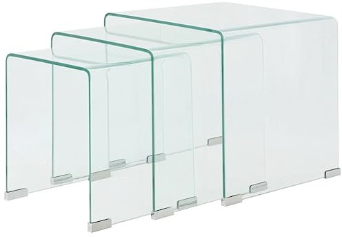 Willood Dreiteiliges Satztisch-Set aus gehärtetem Glas Transparent