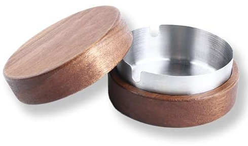 Posacenere antivento in legno, posacenere con coperchio, posacenere, antivento e antiodore, adatto per bar, ufficio, soggiorno, feste, (argento)