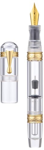 Majohn C5 Vacuum Fountain Pen Extra Fine Nib, Large Capacity Transparent Acrylic Writing Gift Pen