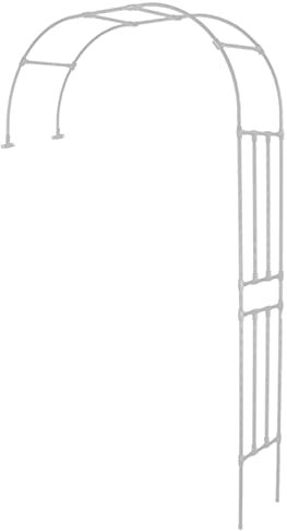 Arco de metal blanco para jardín, 280 cm de alto, 40 cm de profundidad, soporte para plantas, decoración de boda, medio arco