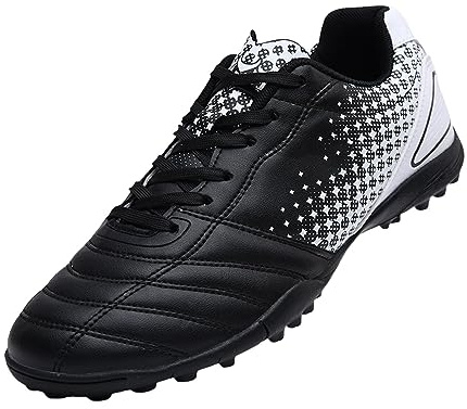 UK 1.5 Unisex Kid's Football Boots Shoes Boys and Girls Cleats Soccer Shoes Astro Turf Trainers Spikes Junior Sports Profession Competition Teenager Indoor Outdoor Athletic Sneakers #A1_Black
