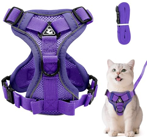 Harnais réglable anti-éclatement pour chat avec laisse - Grantop - Violet foncé - Taille S
