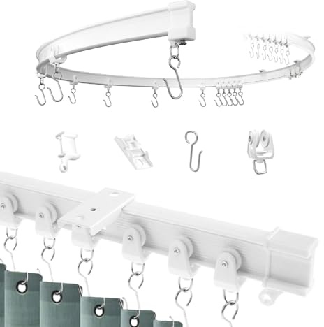 Avilia Binario Tenda Flessibile 5 Metri - Bastone Modellabile per Tende a Soffitto - Ideale per Curve, Angoli e Separazione Ambienti - Kit Completo con Rulli e Supporti - Bianco