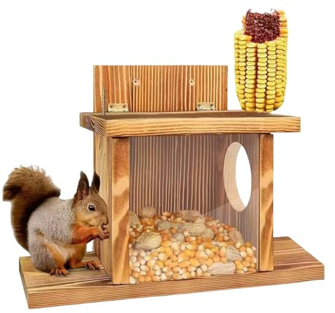 Eichhörnchen Futterhaus, Eichhörnchenfutterstation, Eichhörnchenhaus, Futterstation Zum Aufhängen, Eichhörnchenfütterung Aus Holz Für Die Aufstellung In Gärten Und Auf Balkonen Im Außenbereich