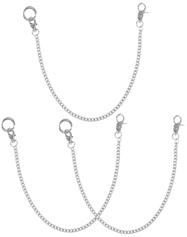 Healvian Catena per Accessori Finitura in Design e Sofisticato Lussuosa 3 Pezzi Acciaio Inossidabile Argento da Tasch Orologio Moda e Portafoglio