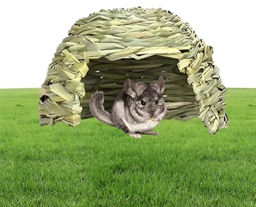 Grashaus für Kaninchen, 21,1 x 7,6 cm, Schlafbett, Grasnest, Verstecknest für Meerschweinchen, Kleintier-Spielversteck, Lebensraumdekoration, Heuspielhaus für Chinchillas, Hamster