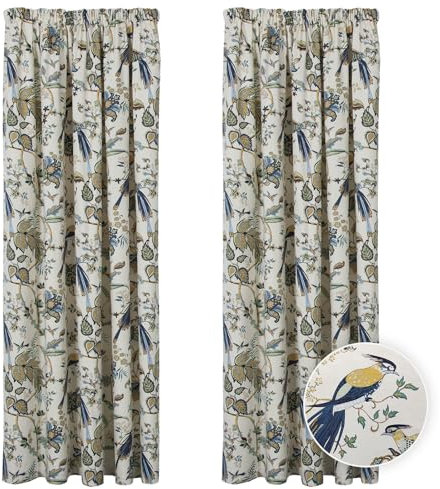 The Mill Shop Kensington Lined Pencil Pleat Curtains (1 Pair). Measures 66 x 54 (168 x 137cm). Washable Curtains for Living Room or Bedroom with 3 Tape Top - Genuine The Mill Shop Window Curtains