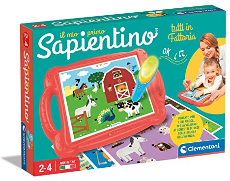 Clementoni - Il Mio Primo Sapientino, Tutti in Fattoria, Banchetto Educativo 24 Schede e Penna Interattiva, Gioco Educativo Bambini 2 Anni, attività con Animali, Made in Italy, Lingua Italiana, 16378