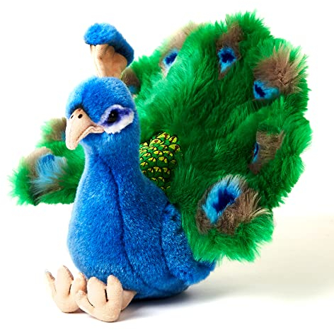 Uni-Toys - Pfau - 19 cm (Höhe) - Plüsch-Vogel - Plüschtier, Kuscheltier