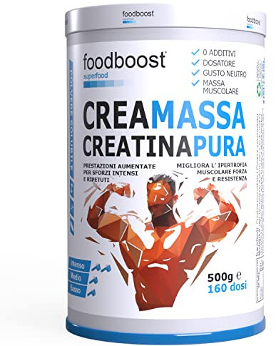 foodboost creatina monoidrata pura in polvere 500g per forza e resistenza durante attività fisica intensa -workout – okproteine in polvere - marchio italiano - 160 DOSI