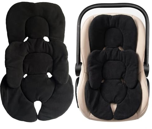 Baby Pram Liner Car Seat Insert Universal Pushchair Seat Liner Infant Newborn Seat Liner Reversible Plush & Mesh Seat Cushion for Stroller Buggy Baby High Chair Bassinet (Black)