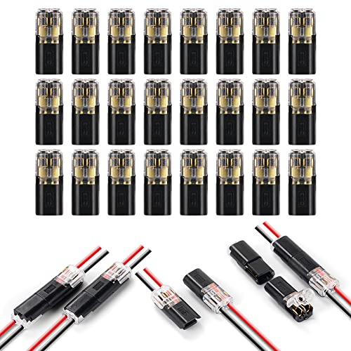 flintronic 2-Polig Kabel Steckverbinder Stecker, 24 Stück Auto Steckverbindung , 18-24AWG Draht-Schnellspleiß- Crimp Anschluss, Wasserdicht Kabelverbinder