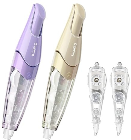 KILINEO Refillable Retractable White Correction Tape, Pen Shaped White Smooth Pull Out Japanese Aesthetic Cute Correction Tape for Office Supplies, 4 PCS (ZH-87)