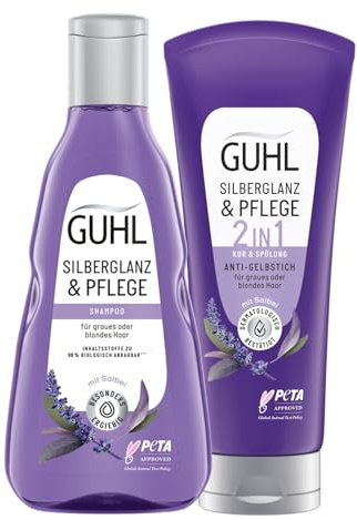 Guhl Silberglanz & Pflege Vorteils-Set, bestehend aus Shampoo, 250 ml & Anti-Gelbstich Kur, 200 ml - Haartyp: grau, blond