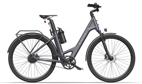 ADO E-Bike Air 28 Elektrofahrrad,Electric Bikes Pedelec Riemenantrieb,e Bike 28 Zoll,Momenten-Sensor,Heckmotor,345,00 Wh Akku,ebike Damen/Herren,Wasserkocher-Akku,Maximale Reichweite 160 KM (Gray)