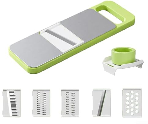 EpheyFIF Set di affettaverdure Multiuso 5 in 1, in Acciaio Inox, per Tagliare Verdure e Verdure, per Limone, Aglio, Frutta