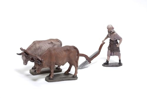 Triciclo Editores Figuras del Conjunto de Labrador |Figuras de Belén |Serie 11cm| Diseñadas por José Luis Mayo |Decoración Navideña |Nacimiento| Labrador| Buey |Yugo y Arador
