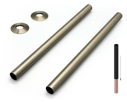 VANCOCO 2Pcs 300mm×18mm Radiator Pipe Sleeves, Antique Brass Radiator Collars Cover Pair Radiator Pipe Covers