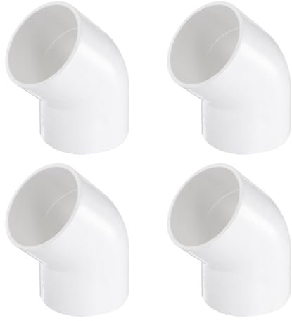 sourcing map 8pcs 45 Degree Elbow Pipe Fittings 2 2 Way PVC Furniture Grade Corner Connectors Angle Elbow Side Outlet for Sewer Plumbing Drain Pipe Water Supplies, White