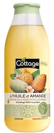 Cottage Nourishing Almond Shower Gel Oil Body Wash with Vitamin E, B, A & Precious Oils | Protects Skin from Drying Out & Leaves it Touchably Smooth | Natural Moisturising Body Cleansing Oil, 560ml