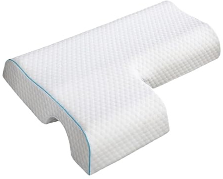 rockible Cuscino per Coppie Che Si Fondono, Cuscino per Coccole con Federa Rimovibile, Cuscino in Memory Foam, Cuscino per Braccio per, Blu Bordato a Destra