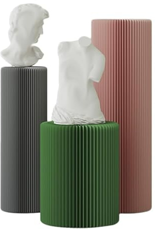 Foldable Cylinder Pedestal Stands for Events, Acrylic Round Table Display, DIY Pillars for Wedding Decor, Party & Shopping Mall Use, Versatile Decorative Columns