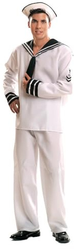 My Other Me - Disfraz para hombre adulto de Marinero con gorro, camisa y pantalón en blanco y negro talla XL. Navega con estilo en tu próxima fiesta temática