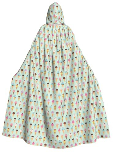 asbwuo Eistüten-Druck, Unisex-Kapuzenmantel für Erwachsene, Kostüm für Halloween, Weihnachten und Karneval, Themenpartys
